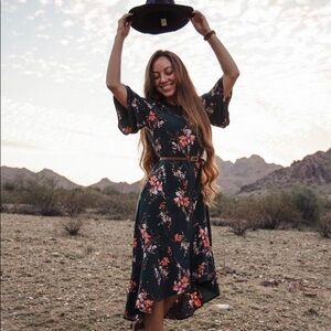 Ces Femme Dark Teal Floral Dress